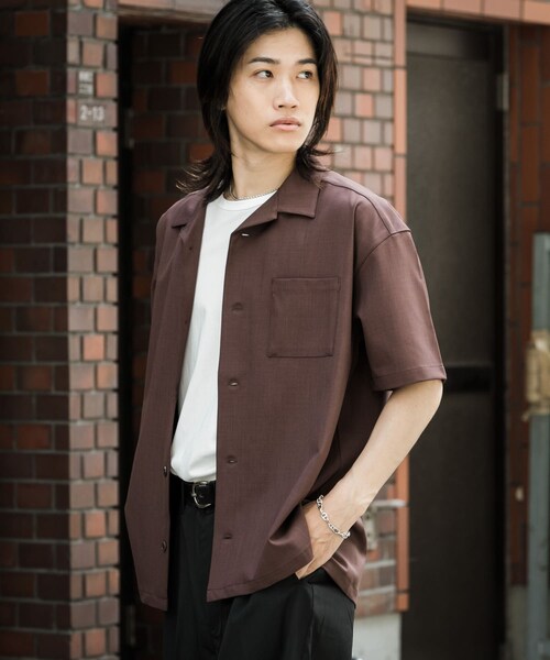 SENSE OF PLACE by URBAN RESEARCH(センスオブプレイスバイアーバンリサーチ)の「オープンカラールーズシャツ(5分袖)ll(シャツ/ブラウス・メンズ・BROWN/BLACK/GREIGE・S/M/L)」の16枚目の写真