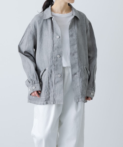 かぐれ（カグレ）の「MITTAN　和紙大麻ジャケット(ベンガラ染)（シャツ/ブラウス・レディース・ベンガラ白/松煙・2）」の3枚目の写真