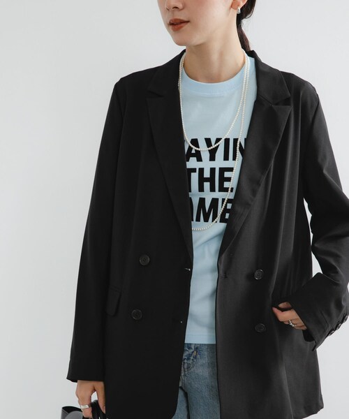 URBAN RESEARCH（アーバンリサーチ）の「ウール混ダブルブレストジャケット（テーラードジャケット・レディース・BLACK/BROWN・FREE）」の4枚目の写真