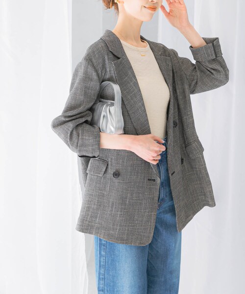 URBAN RESEARCH ROSSO（アーバンリサーチロッソ）の「カラミダブルジャケット（テーラードジャケット・レディース・black×off/beige×off・36/38）」の3枚目の写真