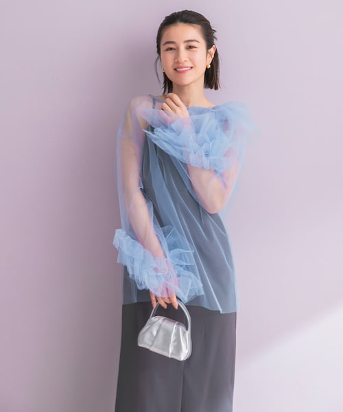 URBAN RESEARCH ROSSO（アーバンリサーチロッソ）の「ANDRESD　BLOOMING TULLE DRESS（ワンピース・レディース・L.BLUE/OLIVE/BLACK・36/38）」の3枚目の写真