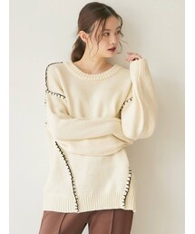 dazzlin | ステッチクルーニットチュニック(ニット/セーター)