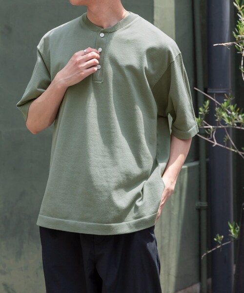 URBAN RESEARCH DOORS（アーバンリサーチドアーズ）の「FORK&SPOON　ヘンリーネックニットTシャツ（ニット/セーター・メンズ・IVORY/MOSSMINT/GRAY・4/5）」の18枚目の写真