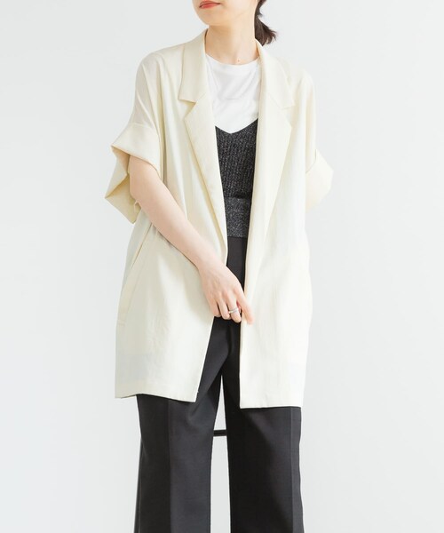 URBAN RESEARCH（アーバンリサーチ）の「ハーフスリーブジャケット（テーラードジャケット・レディース・CHARCOAL/IVORY・FREE）」の4枚目の写真