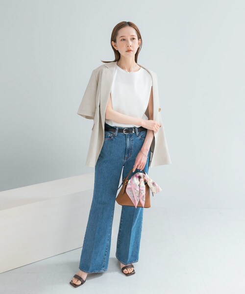 URBAN RESEARCH ROSSO（アーバンリサーチロッソ）の「汗染防止 フレンチリブTシャツ（Tシャツ/カットソー・レディース・OFF/CHARCOAL/GREIGE/SAX・Free）」の6枚目の写真