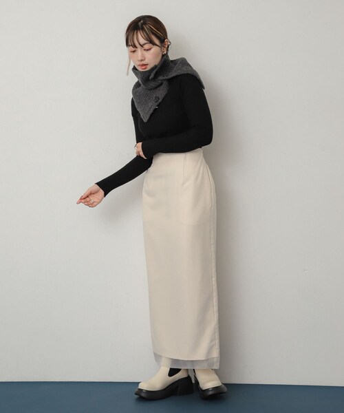 SENSE OF PLACE by URBAN RESEARCH（センスオブプレイスバイアーバンリサーチ）の「サイドスリットウォーマー（ネックウォーマー/スヌード・レディース・CHARCOAL/IVORY・one）」の14枚目の写真