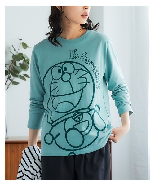 nissen（ニッセン）の「大きいサイズ　ドラえもん長袖Ｔシャツ（Tシャツ/カットソー・レディース・オフホワイト/インクブルー/ブラウン/ミント・L/LL/3L/4L/5L）」の20枚目の写真
