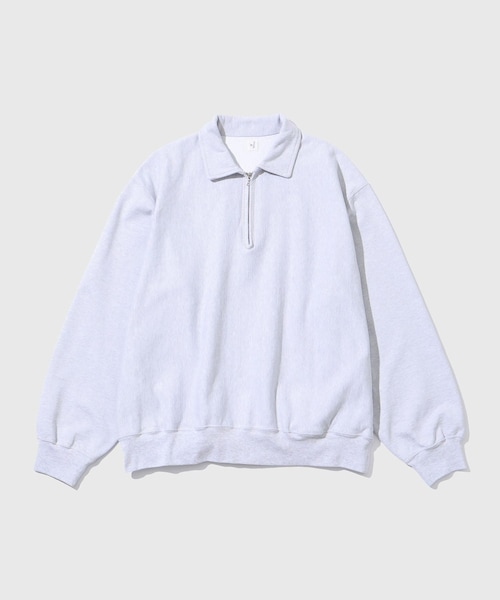 ADAM ET ROPE'(アダムエロペ)の「【blurhmsROOTSTOCK/ブラームスルーツストック】Thin-Sweat Harf-Zip P/O(スウェット・メンズ・ライトグレー/ネイビー・2/3/4)」の1枚目の写真