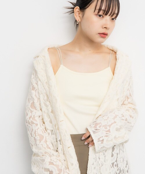 KBF（ケイビーエフ）の「スパゲティダブルストラップキャミソール（キャミソール・レディース・IVORY/CHARCOAL/BLACK・one）」の5枚目の写真