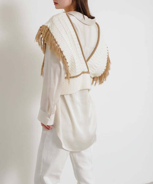 SENSE OF PLACE by URBAN RESEARCH（センスオブプレイスバイアーバンリサーチ）の「フリンジニットベスト（ベスト・レディース・BLU×GRY/IVORY/GRY×WHT・one）」の18枚目の写真