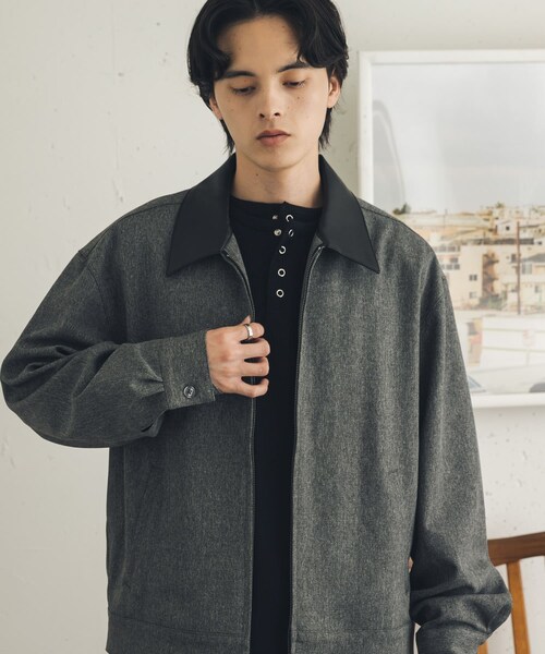 SENSE OF PLACE by URBAN RESEARCH（センスオブプレイスバイアーバンリサーチ）の「FLカラージップブルゾン（ブルゾン・メンズ・BLK×BLK/GRY×BLK/D.BRN×BRN・M/L）」の14枚目の写真