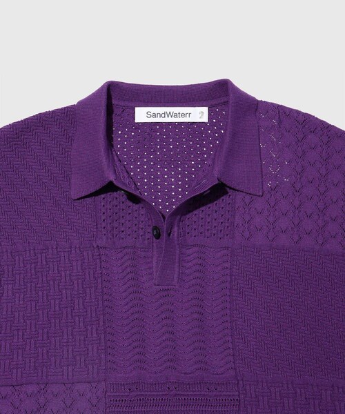 ADAM ET ROPE'(アダムエロペ)の「【SandWaterr/サンドウォーター】ORGANIZED POLO SS(ポロシャツ・メンズ・ブラック/パープル・1/2)」の7枚目の写真