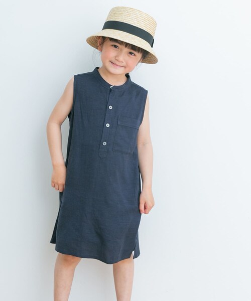 URBAN RESEARCH DOORS（アーバンリサーチドアーズ）の「リネンレーヨンノースリーブワンピース(KIDS)（ワンピース・キッズ・NAVY/BLUE・105/120/135）」の4枚目の写真