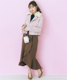 marun | 大きいサイズ　ショート丈スエード調ライダースmarun(ライダースジャケット)