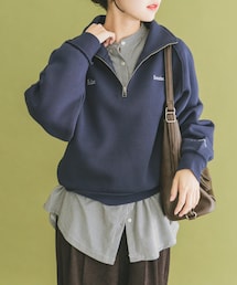 ハーフジップ刺繍スウェット