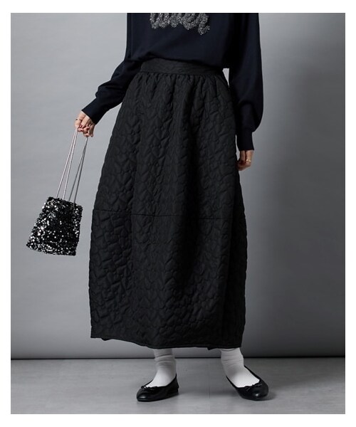 nissen（ニッセン）の「ハートキルトコクーンスカート（スカート・レディース・黒/カーキ・F）」の3枚目の写真