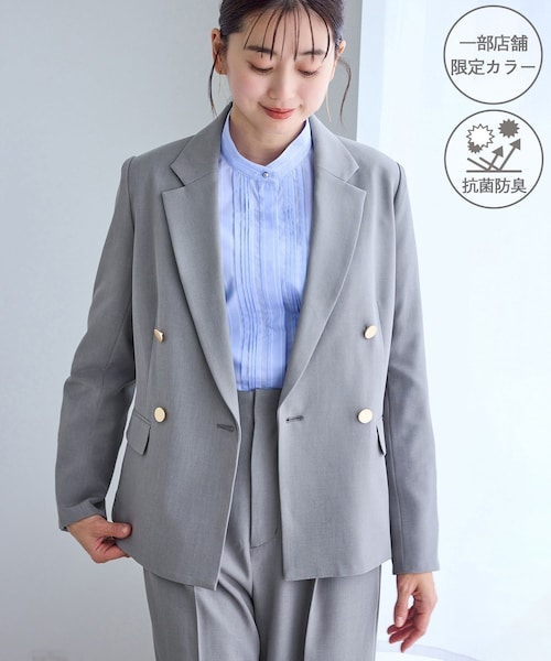 ROPE' PICNIC(ロペピクニック)の「クリアツイル金ボタンジャケット/入卒式・セレモニー・セットアップ対応(テーラードジャケット・レディース・グレー/ベージュ系/グリーン系/ネイビー・L/M)」の2枚目の写真