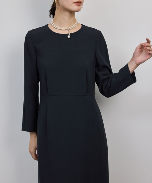 ROPE'（ロペ）の「トリアセダブルクロス ウエストコンシャスワンピース/イージーケア・セットアップ対応・25AW（ワンピース・レディース・ネイビー・36/38/40）」の8枚目の写真