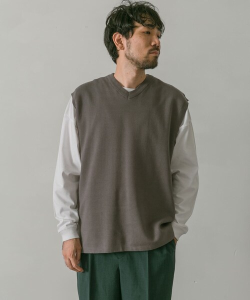 URBAN RESEARCH DOORS（アーバンリサーチドアーズ）の「ダブルフェイスVネックベスト（ベスト・メンズ・STEEL BLUE/GREIGE/BROWN/CHARCOAL・M/L）」の21枚目の写真