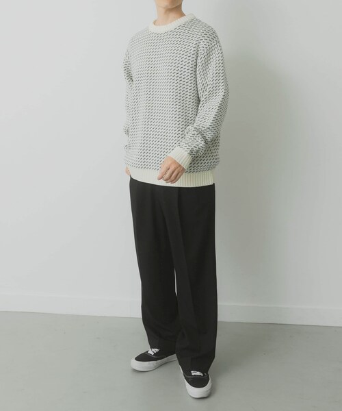 ITEMS URBANRESEARCH（アイテムズ アーバンリサーチ）の「マシンウォッシャブル バーズアイ クルーニット（ニット/セーター・メンズ・WHT/BGD/NVY/BLK・M/L）」の20枚目の写真