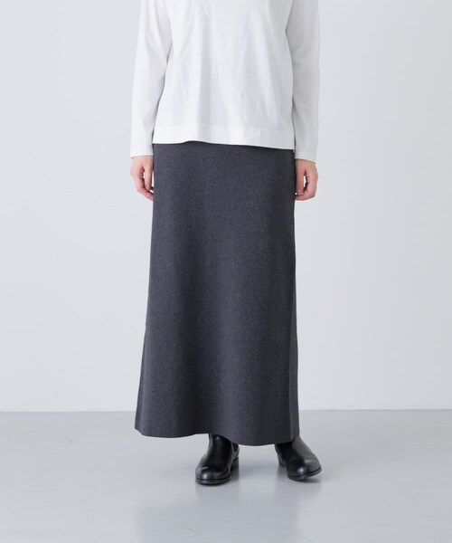かぐれ（カグレ）の「コットンカシミヤニットスカート（スカート・レディース・CHARCOAL/BROWN・Free）」の3枚目の写真