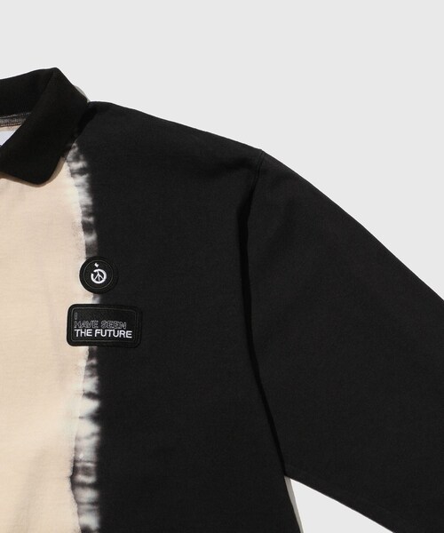 ADAM ET ROPE'(アダムエロペ)の「【NOMA RHYTHM TEXTILE/ノーマリズム テキスタイル】Hand Dye Polo Tee Shirt(ポロシャツ・メンズ・ブラック・2/3)」の5枚目の写真