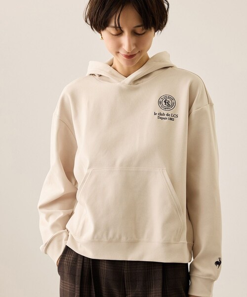 ROPE' PICNIC（ロペピクニック）の「【le coq sportif/ルコックスポルティフ】防風リブニットフーディースウェット/UVカット（パーカー・レディース・ベージュ/グリーン/ネイビー・F）」の10枚目の写真