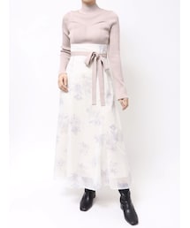 MERCURYDUO | フラワードッキングロングスリーブワンピース(ワンピース)