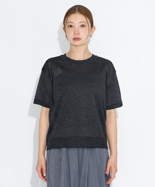 URBAN RESEARCH Sonny Label（アーバンリサーチサニーレーベル）の「シアーラメニットTシャツ（ニット/セーター・レディース・グレー/バター/ブラック・FREE）」の13枚目の写真
