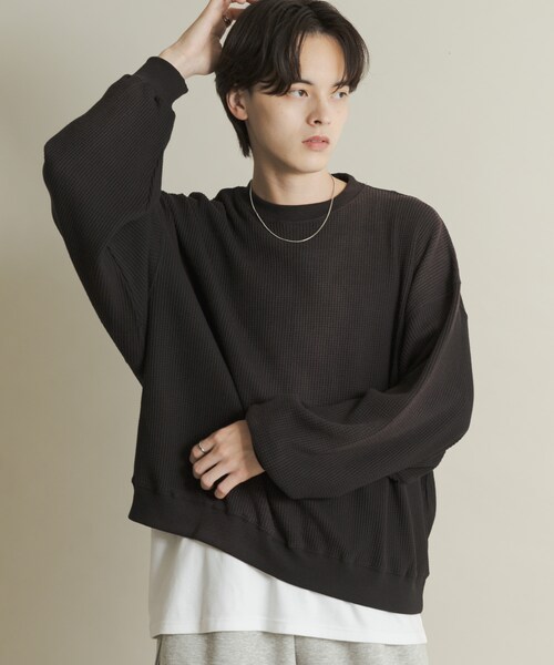 SENSE OF PLACE by URBAN RESEARCH(センスオブプレイスバイアーバンリサーチ)の「フェードワッフルバルーンスウェット(スウェット・メンズ・BLACK/BROWN/BLUE・M/L)」の7枚目の写真