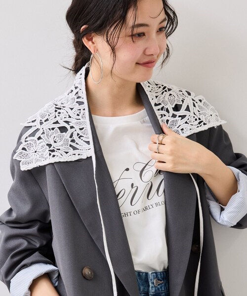 VIS(ビス)の「レース付け衿(バンダナ/スカーフ・レディース・オフホワイト・F)」の7枚目の写真
