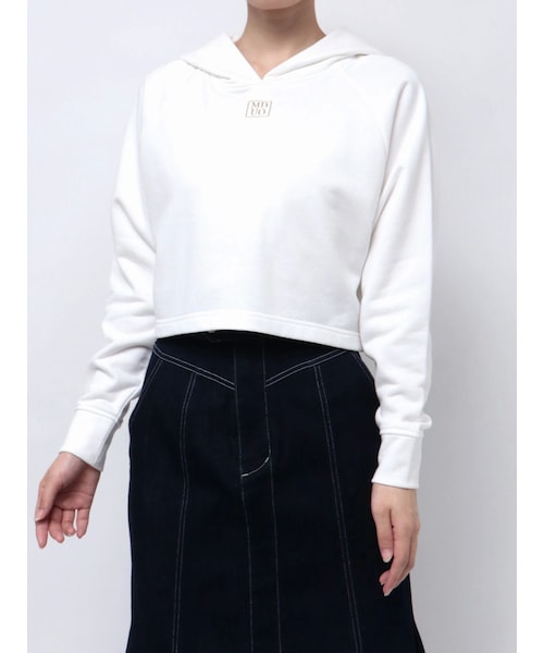 MERCURYDUO(マーキュリーデュオ)の「裏毛ワンポインロゴパーカ(Tシャツ/カットソー・レディース・オフホワイト/ライトグレー/ピンク/イエロー・F)」の1枚目の写真