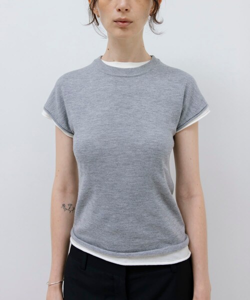 URBAN RESEARCH（アーバンリサーチ）の「STUDIO DOE　French Sleeve Knit Top（ニット/セーター・レディース・GREY/BLACK/WHITE・S）」の3枚目の写真