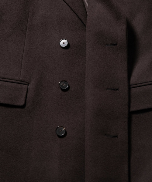 ADAM ET ROPE'（アダムエロペ）の「【AURALEE】DOUBLE CLOTH LIGHT MELTON CHESTERFIELD COAT（チェスターコート・メンズ・ダークブラウン/ブルー系・L/M/S）」の14枚目の写真