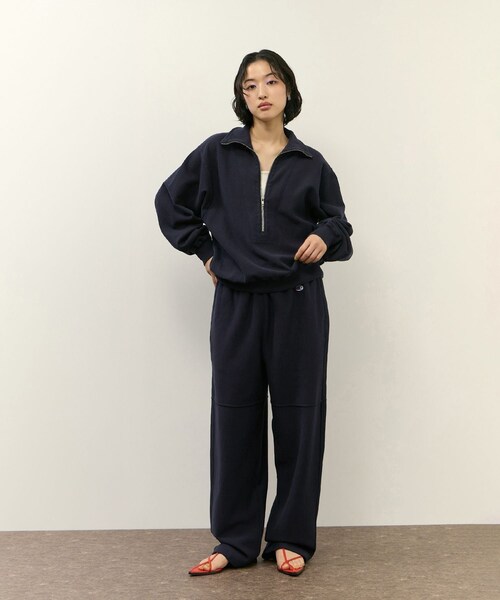 ADAM ET ROPE'（アダムエロペ）の「【Champion for ADAM ET ROPE'】別注 SWEAT WIDE PANTS（その他パンツ・レディース・オフホワイト/ブラウン系/ネイビー・M/S）」の8枚目の写真