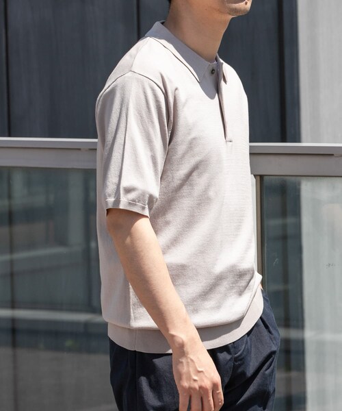 URBAN RESEARCH ROSSO（アーバンリサーチロッソ）の「『WEB限定』シルク混サマーニットポロシャツ（ポロシャツ・メンズ・GREIGE/BLUE GRAY/BROWN・M/L）」の6枚目の写真