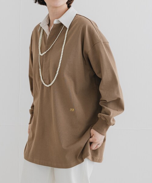 URBAN RESEARCH ROSSO（アーバンリサーチロッソ）の「F by ROSSO　ラガーチュニックプルオーバー（Tシャツ/カットソー・レディース・BEIGE/NAVY・FREE）」の3枚目の写真