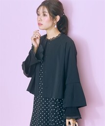 marun | ＜大きいサイズ＞袖フレアノーカラージャケット　marun(ノーカラージャケット)