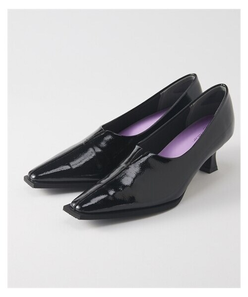 nissen（ニッセン）の「センターシームVカットデザインパンプス（ワイズ２Ｅ）（オフィス女子モニターコラボ）（パンプス・メンズ・黒エナメル/黒型押しエナメル・S=22.0~22.5cm/M=23.0~23.5cm/L=24.0~24.5cm/LL=25.0~25.5cm）」の8枚目の写真