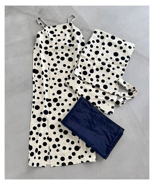 nissen（ニッセン）の「【浴衣】ドット柄ワンピース浴衣セット（上衣＋ワンピース＋帯）〔Neina〕（浴衣・レディース・ネイビー系/ホワイト系・F）」の3枚目の写真