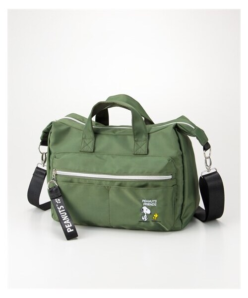nissen（ニッセン）の「スヌーピーワンポイント刺しゅう入10ポケット２WAYはっ水ショルダーバッグ（選べる肩ひも長さ）（ショルダーバッグ・メンズ・黒/カーキ/グレー/キャメル・1=約73~140cm/2=約88~170cm）」の4枚目の写真