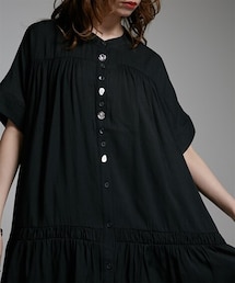 Soiunique | ランダムボタンデザインゆったりサイズ半袖シャツチュニック　［Soiunique］(シャツ/ブラウス)