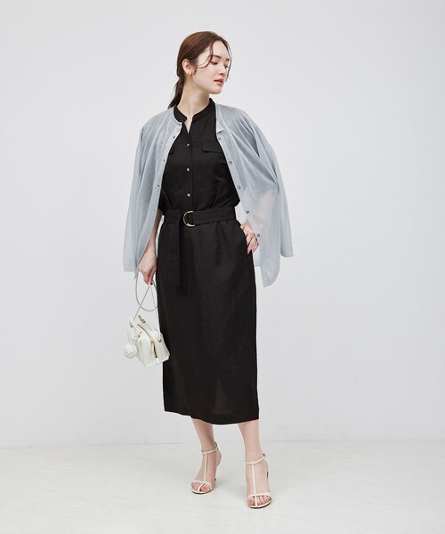 ROPE'（ロペ）の「スキッパーIラインワンピース（ワンピース・レディース・ブラック/ベージュ・36/38）」の6枚目の写真