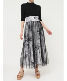 MERCURYDUO | チュールレイヤードニットドッキングワンピース(ワンピース)