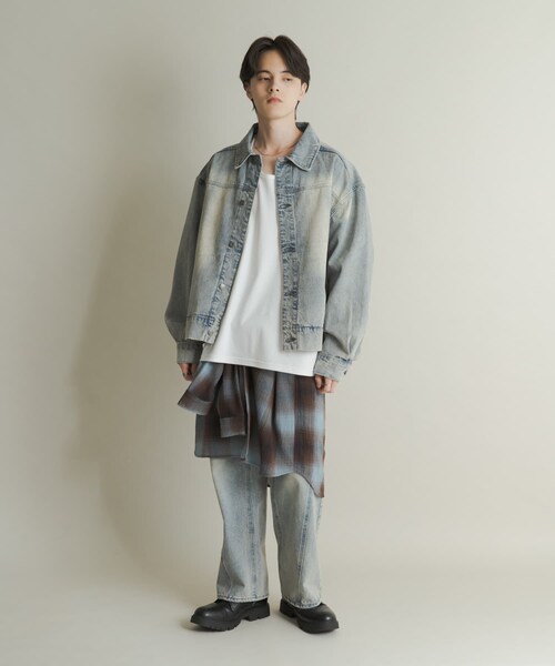 SENSE OF PLACE by URBAN RESEARCH（センスオブプレイスバイアーバンリサーチ）の「ツイストデニムワイドパンツ（デニムパンツ・メンズ・GREEN/L.INDIGO・M/L）」の17枚目の写真