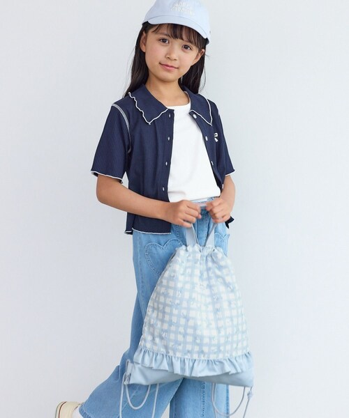 ROPE' PICNIC(ロペピクニック)の「【KIDS/キッズ】チェック×リボン柄ナップザック(バックパック/リュック・キッズ・サックス/ラベンダー系・F)」の5枚目の写真
