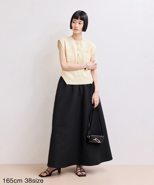 ADAM ET ROPE'(アダムエロペ)の「【WEB限定】・【サステナブル】カーブヘムコンビワンピース(ワンピース・レディース・ブラック系/チャコール/キナリ系・36/38)」の10枚目の写真