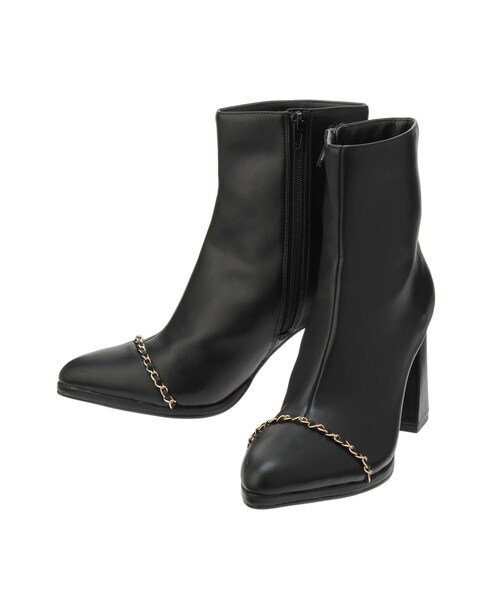 RESEXXY（リゼクシー）の「チェーンベルトショートブーツ（ブーツ・レディース・アイボリー/ブラック・S/M/L）」の6枚目の写真