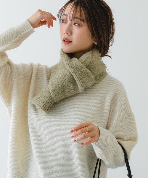 RODE SKO（ロデスコ）の「メランジロングマフラー（マフラー・レディース・BEIGE/CHARCOAL/BLUE・one）」の15枚目の写真