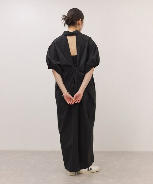 ADAM ET ROPE'（アダムエロペ）の「ハーフスリーブタフタワンピース（シャツワンピース・レディース・ブラック/ダークブラウン・F）」の18枚目の写真